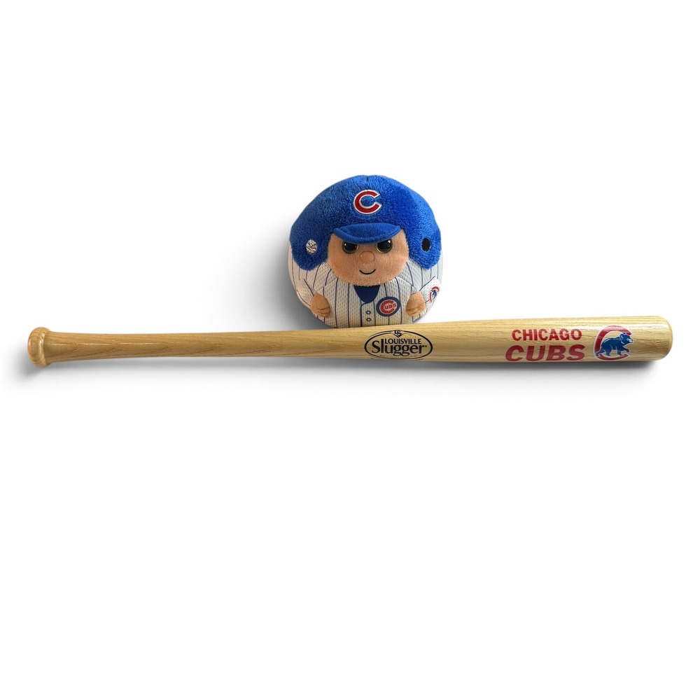 Chicago Cubs Louisville Slugger Mini Bat & Ty Ballz Plush Mascot MLB Bundle